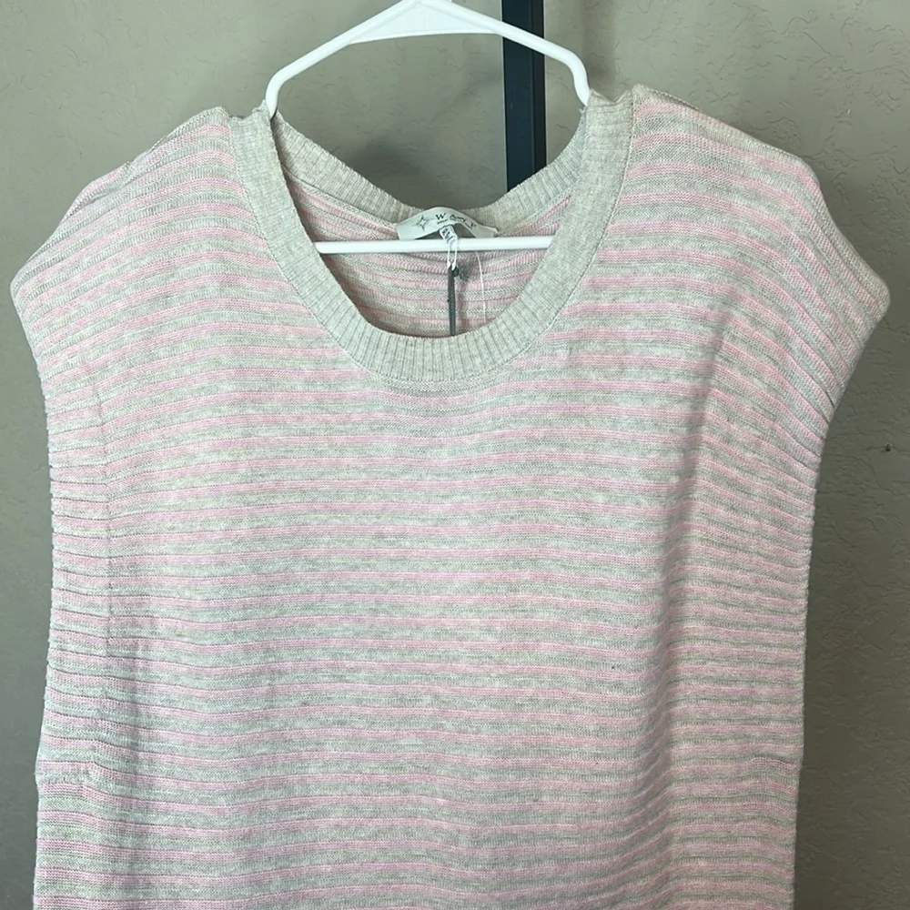 104 - WAYF NWT Pink, Light Gray Sleeveless Tunic Mini Dress, Size XL - Picture 2 of 6